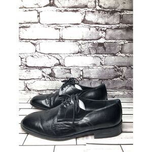 Linea Marco Black Leather Derby Lace Up Dress Shoes Men Sz 43EU/10M US